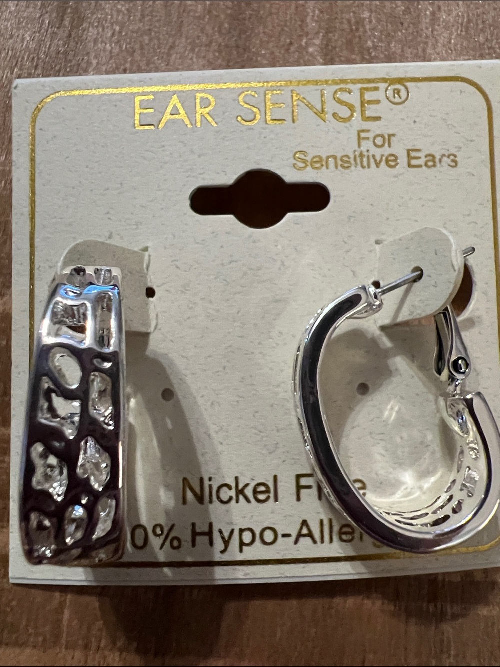3/$18 Ear Sense Silver-Tone Textured Hoop Earrings for Sensitive Ears Lot 763